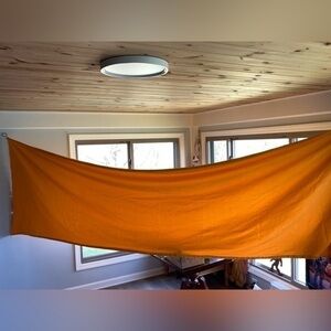 🔶🔶🔶GORGEOUS POLY COTTON BLEND LONG BANNER OF GOLDEN STRETCHY FABRIC CURTAIN